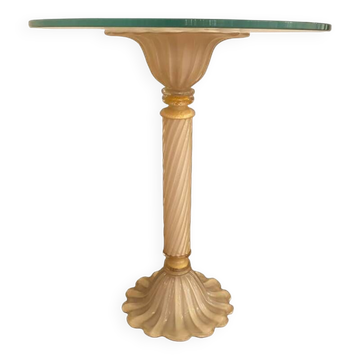 1990s Italian Venetian White and Gold Murano Glass Style Coffee Table