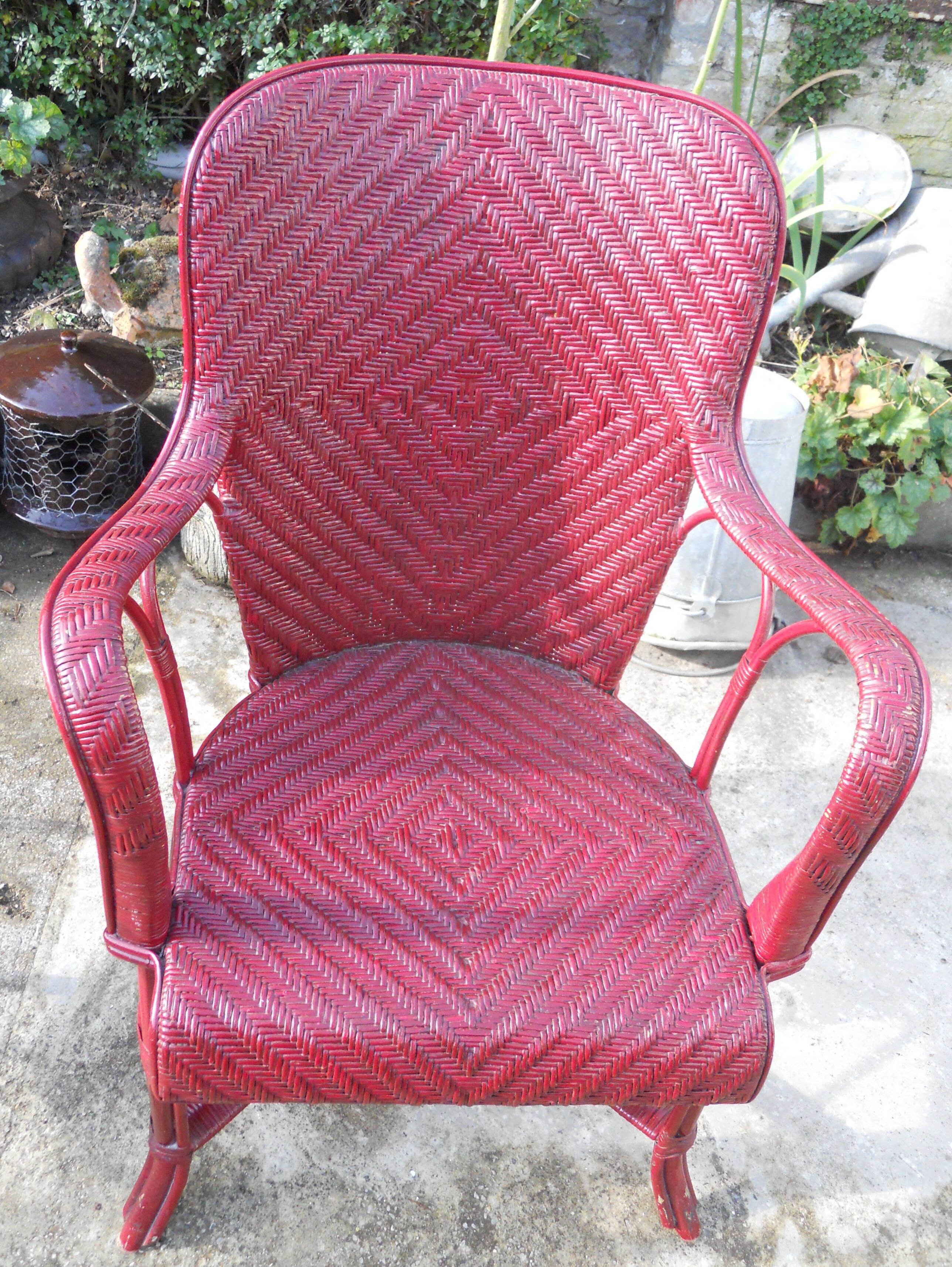 Fauteuil en rotin 1900 rouge
