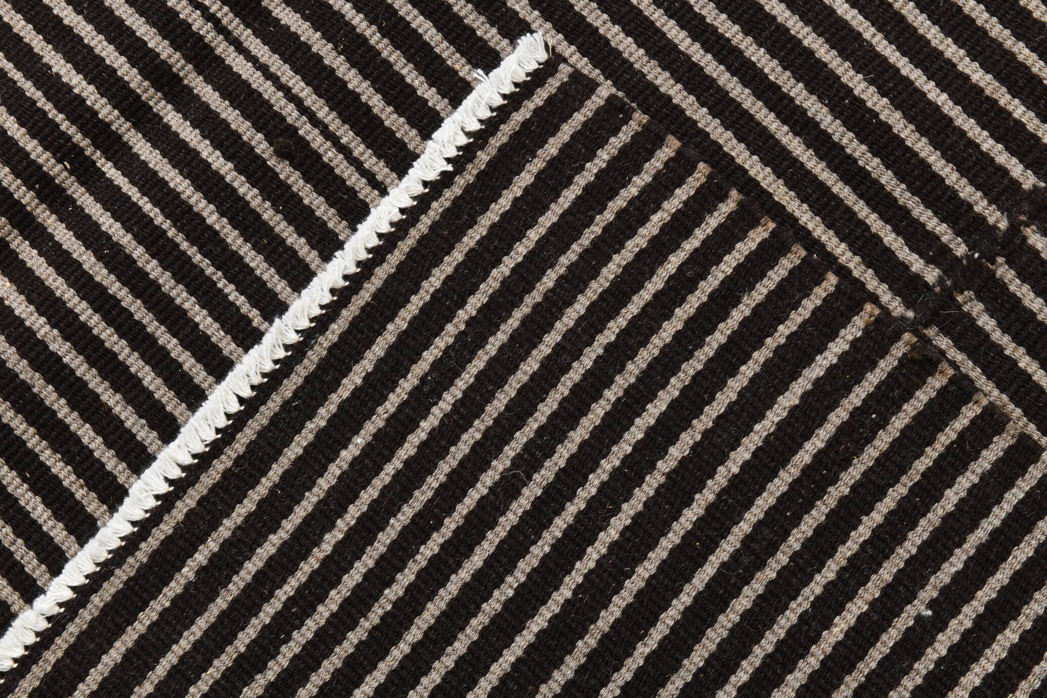 6x9 Gray & Black Striped Vintage Kilim Rug, 183x269Cm