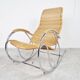 Vintage chrome and wicker rocking chair, 1970s