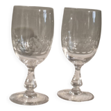 2 antique Baccarat crystal wine glasses, scale pattern, 20s/30s