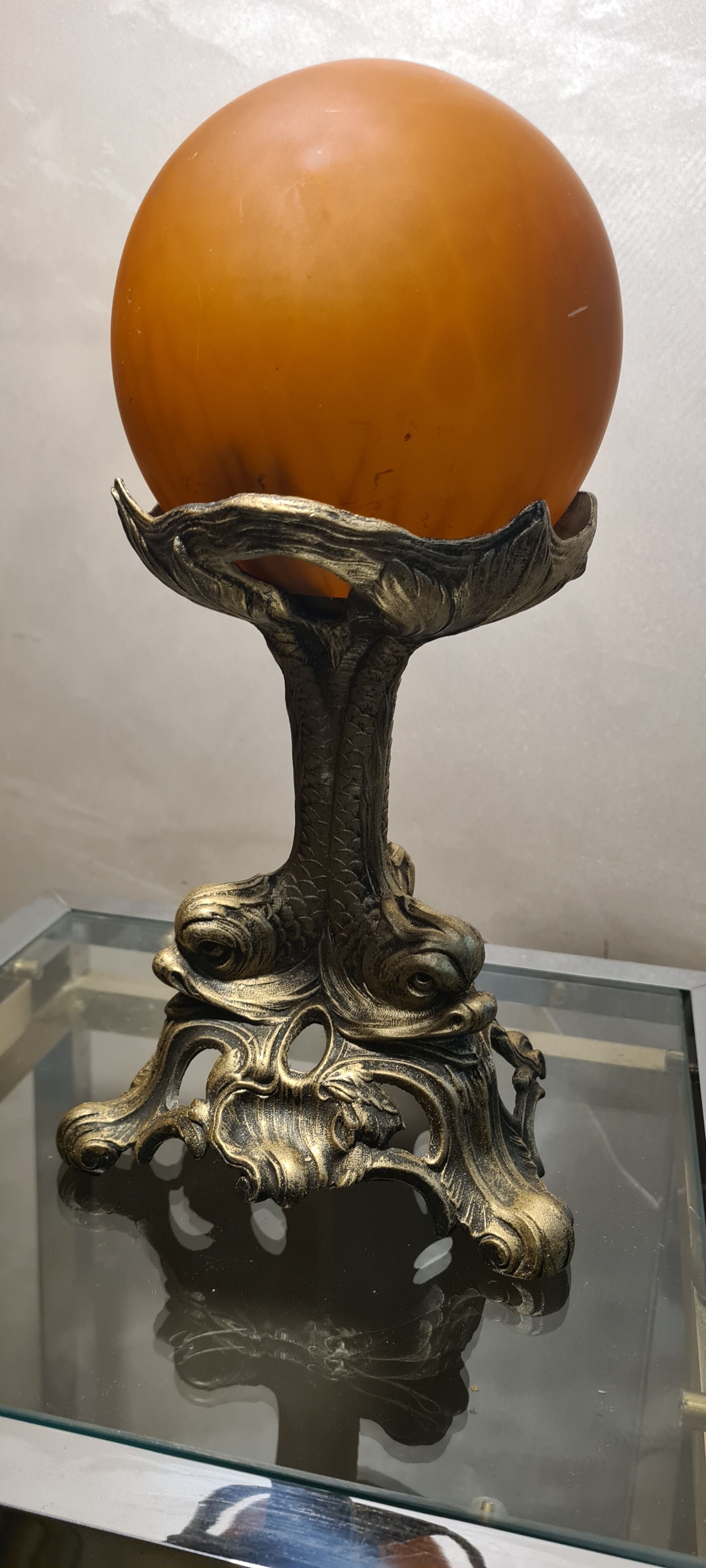 Art deco lamp 1920 to 30 metal patina gold 28x15