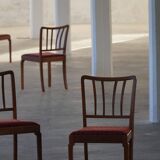 Set of 6 modern classic Danish dining chairs, oak with upholstered seats, 1950s.
