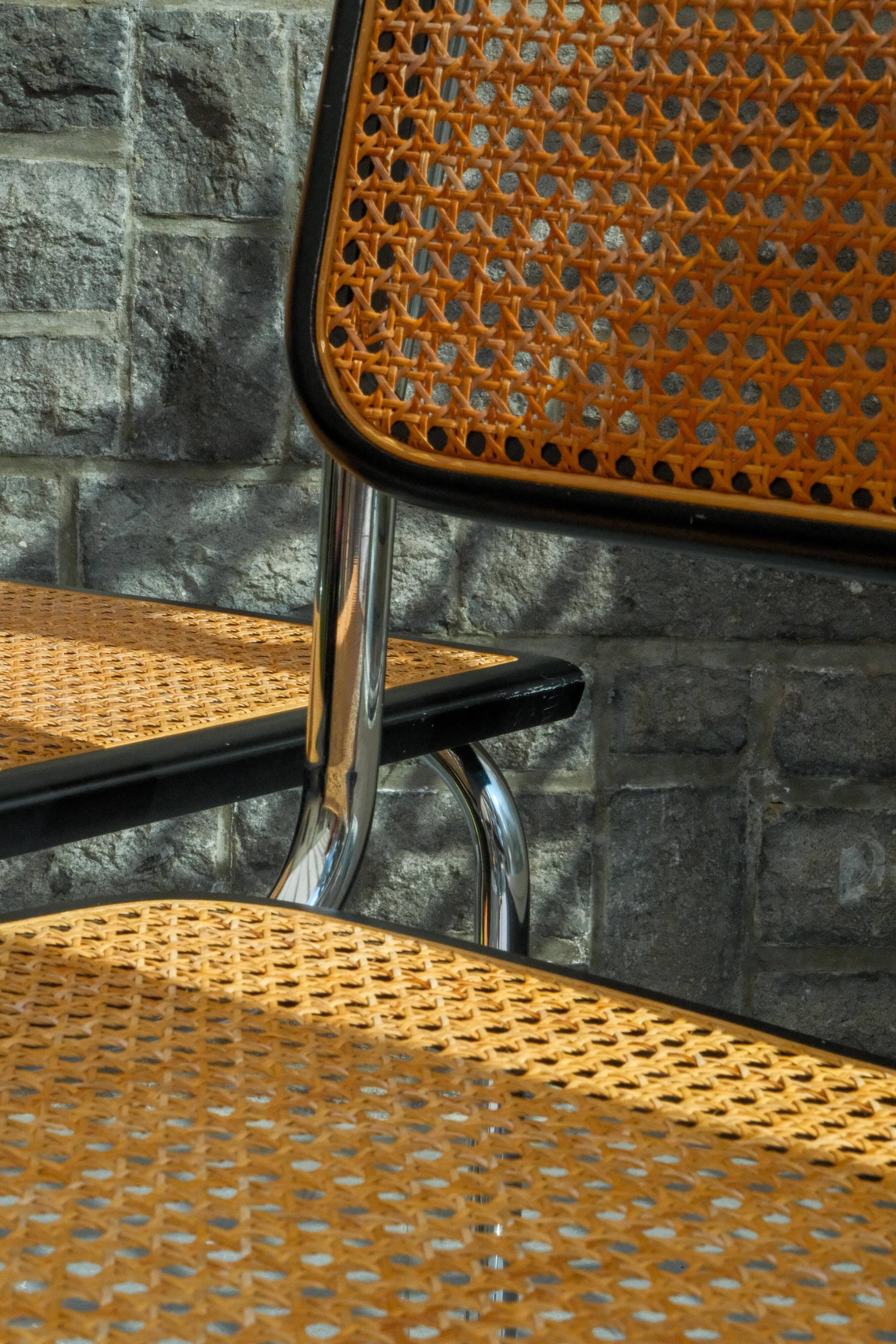 Pair of black Cesca chairs B32 Marcel Breuer