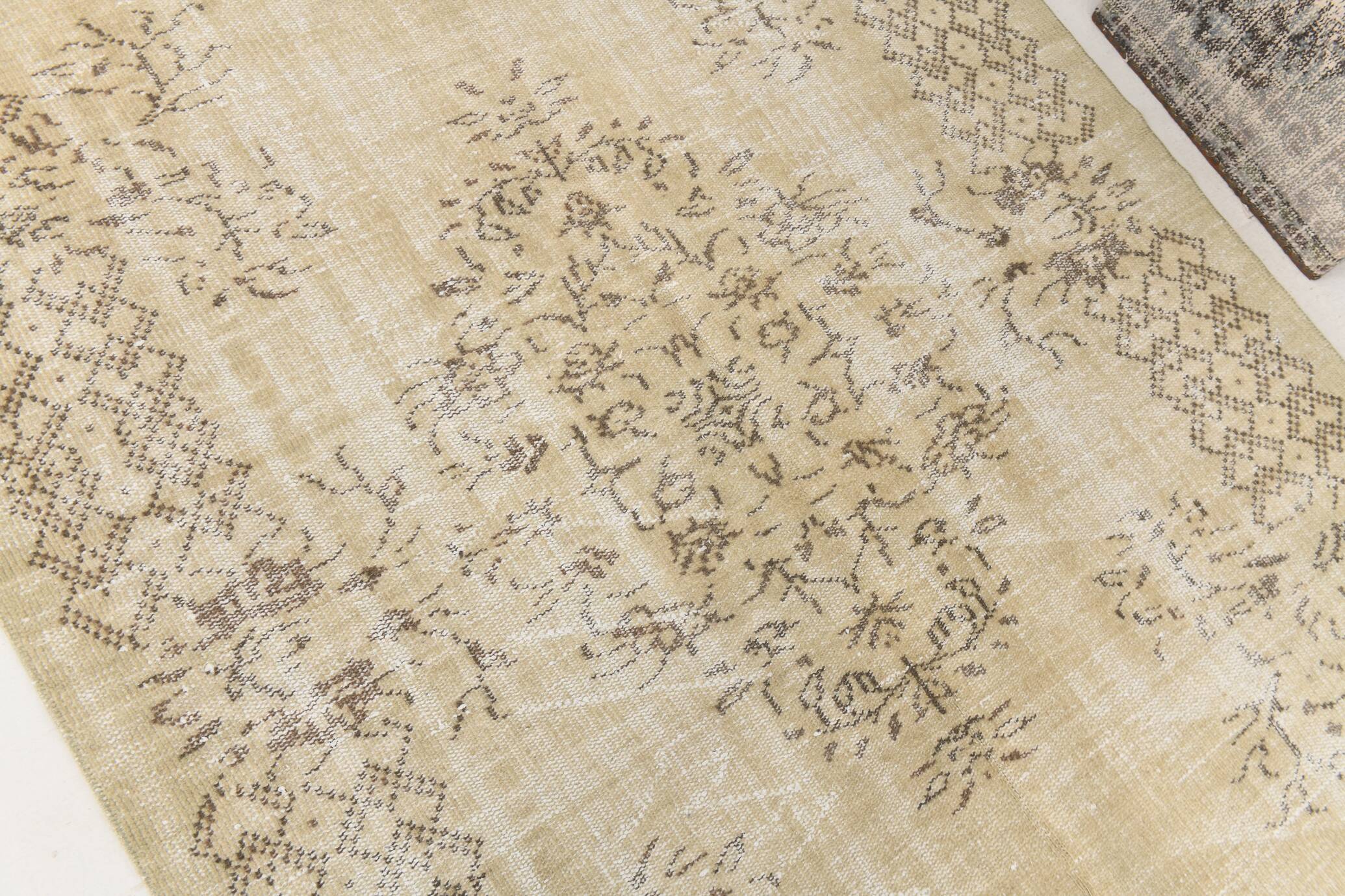 Vintage Cream & Brown Turkish Handmade Rug, 149x252Cm