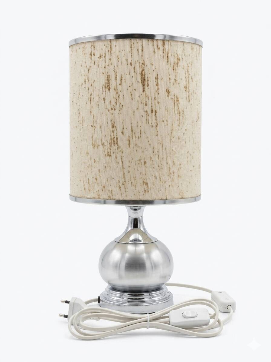 Vintage 1970s Chrome Brushed Metal Bedside Lamps Rewired Space Age