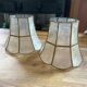 Set of 2 clamp lampshades in mother-of-pearl and brass