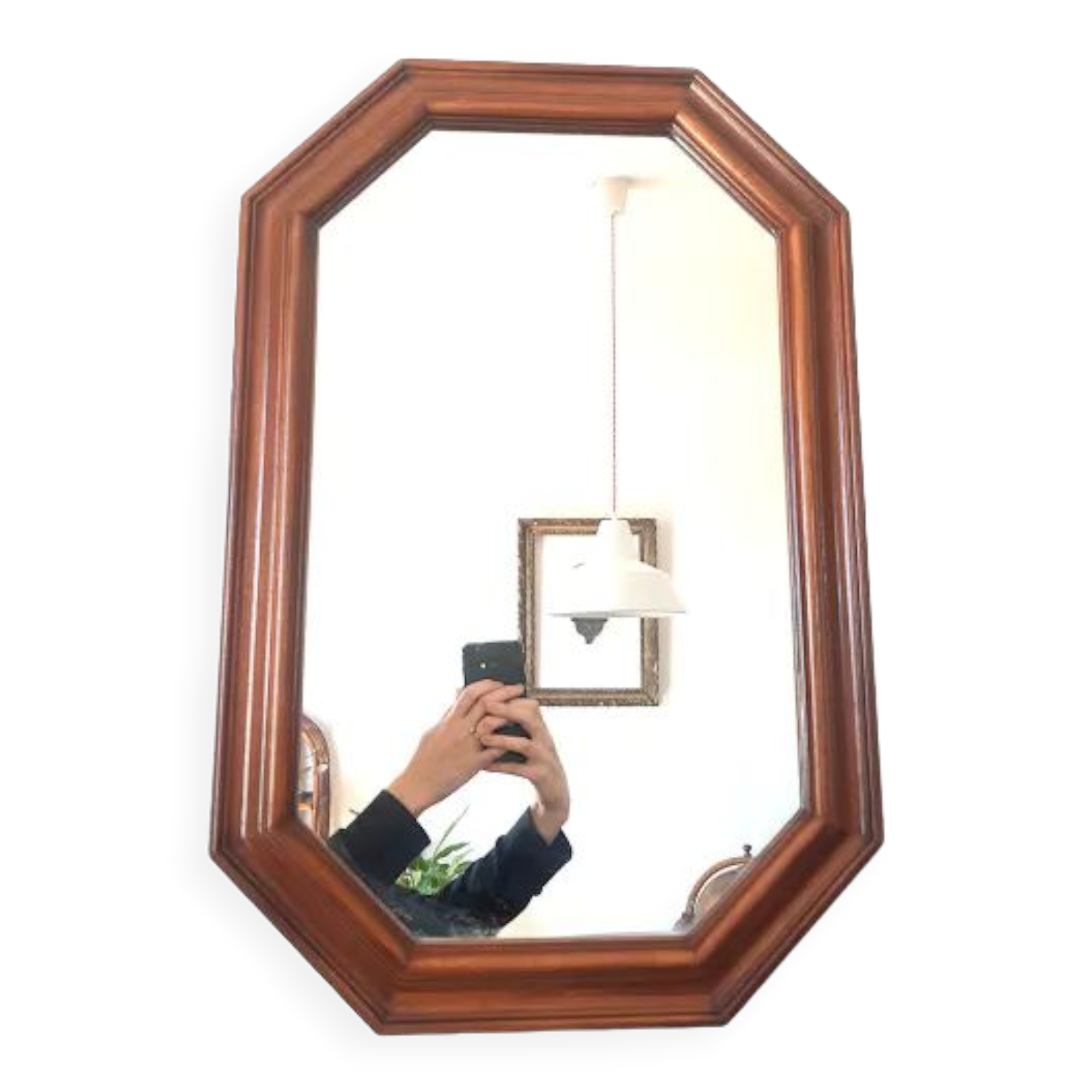 Hexagonal mirror in art deco wood 1950