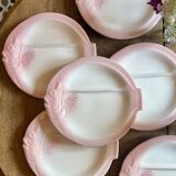 Set of 6 vintage plates in the shape of pink and gray fish - Nidervillier
