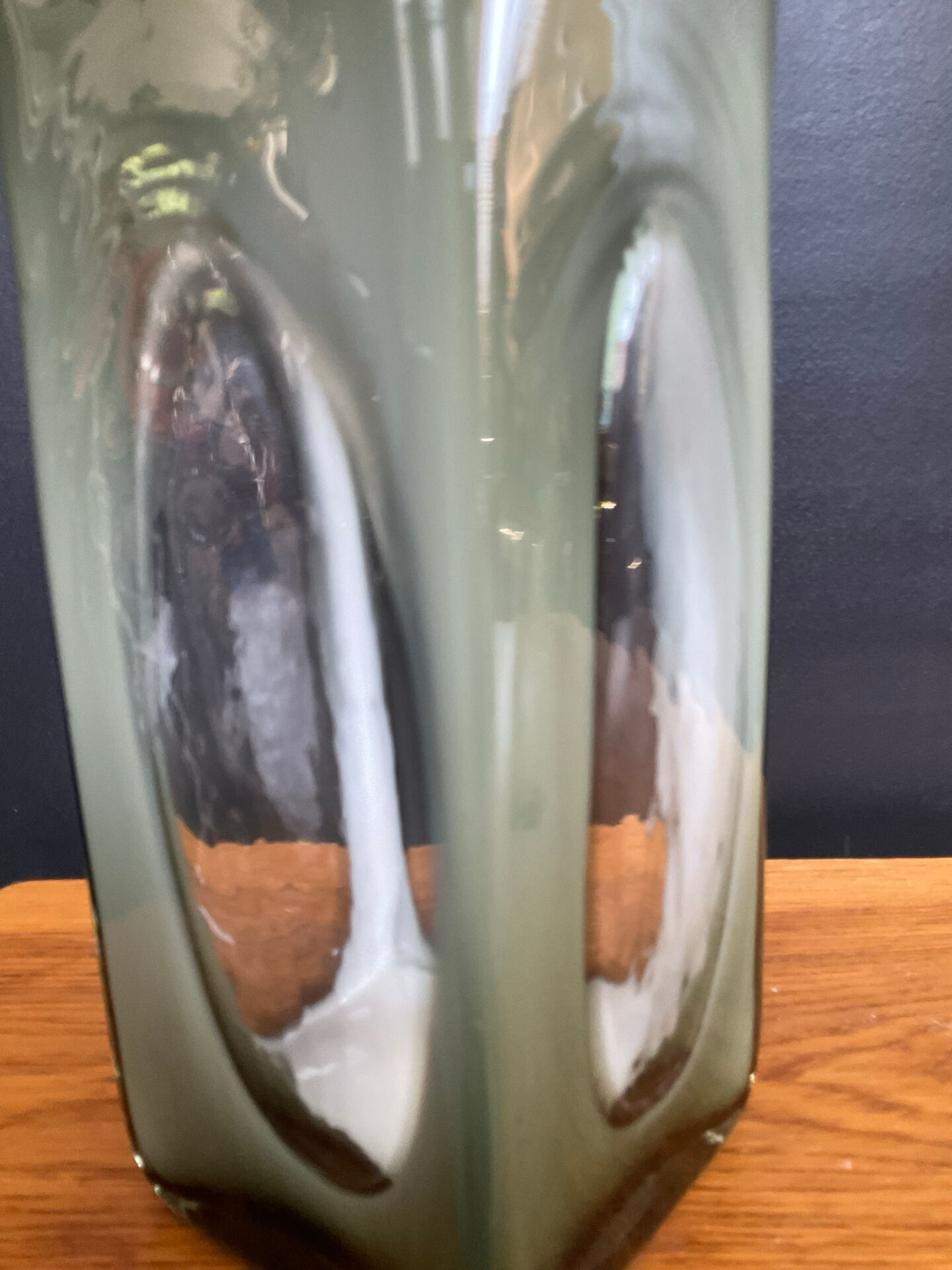 Space Age vase in double-layered smoked and white glass.