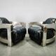 Pair of Timothy Oulton Aviator Leather and Steel Armchairs 1990s