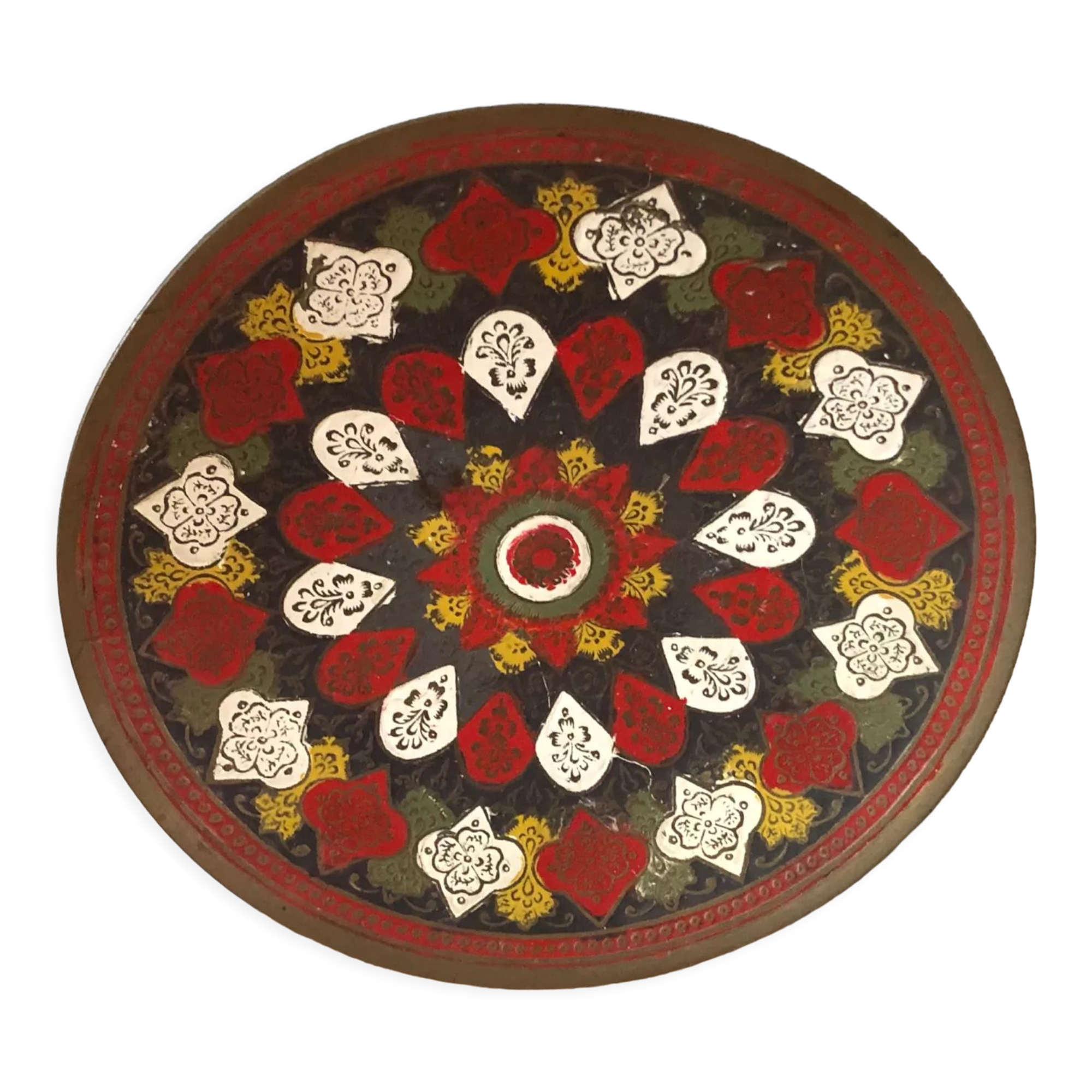 Old copper plate, hand painted, origin Pakistan