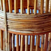 Brass and rattan umbrella stand 1970