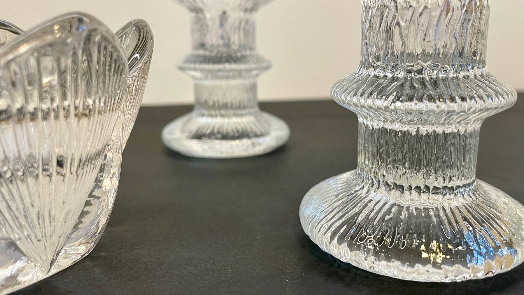 Vintage-style crystal candlesticks in the style of LITTLA