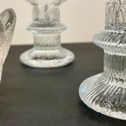 Vintage-style crystal candlesticks in the style of LITTLA