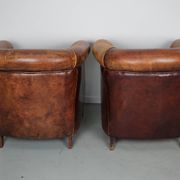 Fauteuil Club Vintage en Cuir Couleur Cognac, Pays-Bas, Set de 2