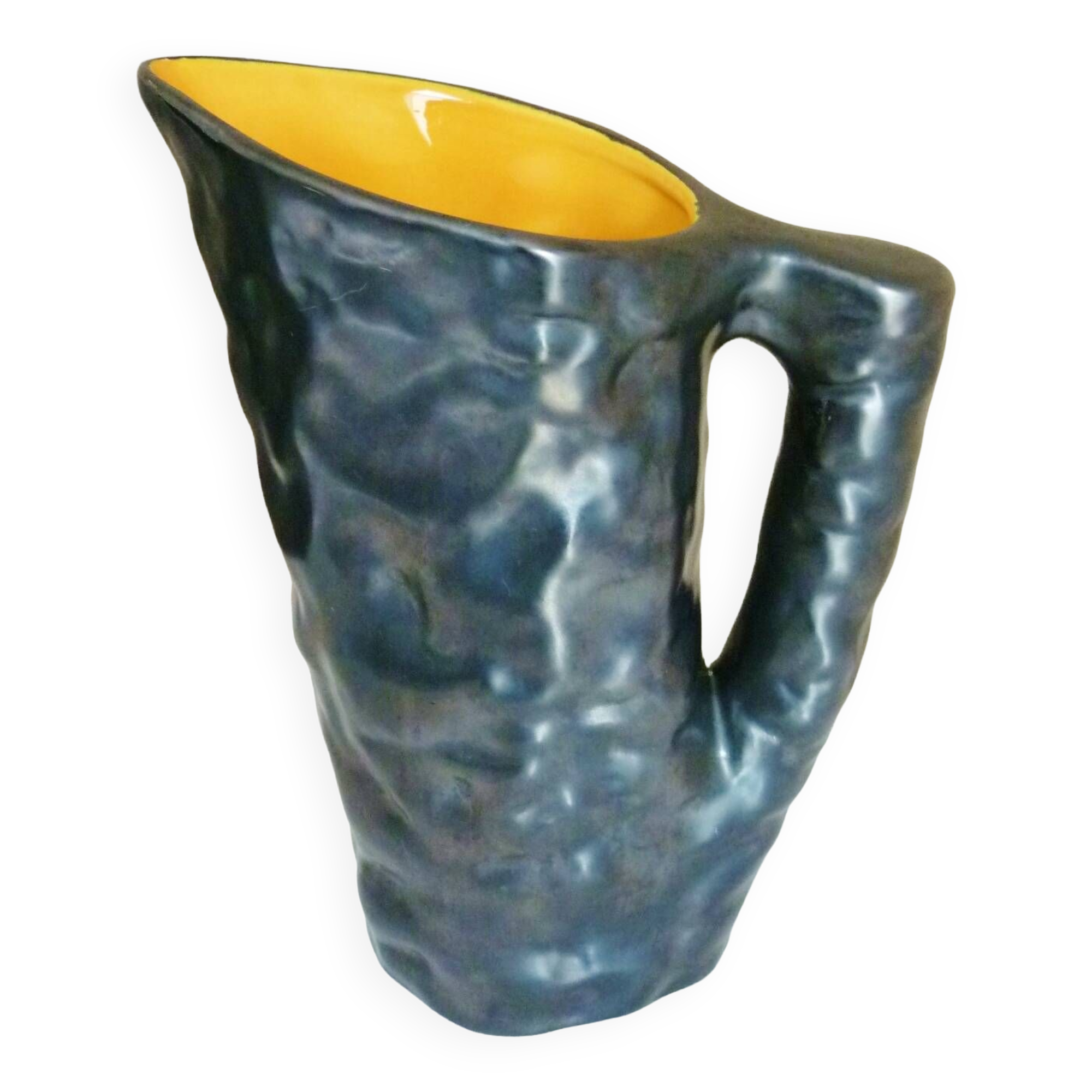 Glazed ceramic pitcher, design from the 50s/60s, signed "La Poterie Perigordine"
