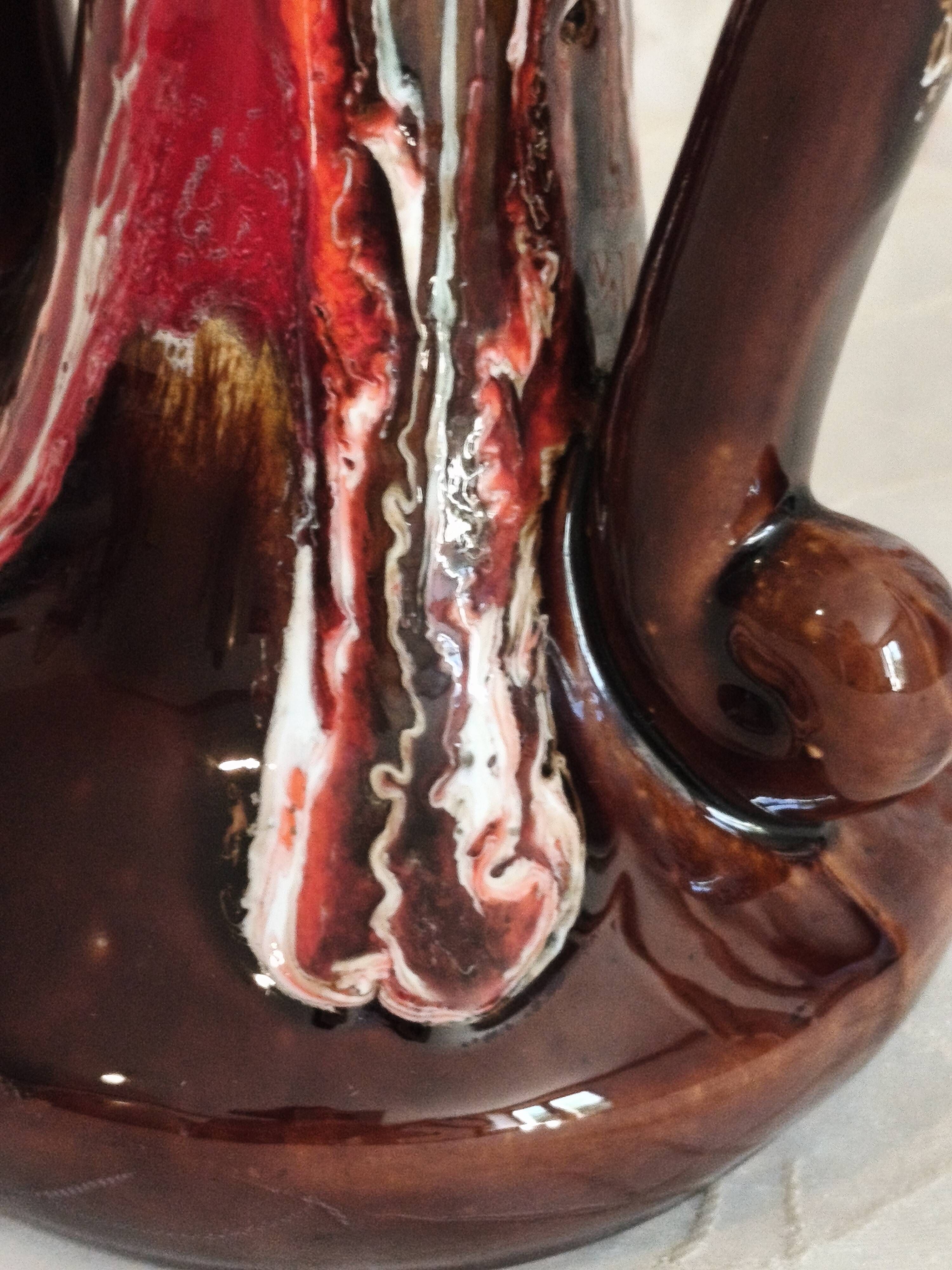 Vintage Vallauris Vase with Drip Glaze – Hand Decorated – 1950s/60s