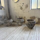 Trio of stone and cement planters, early 1900s