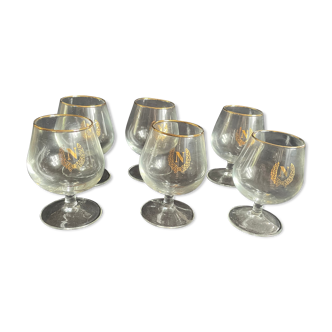 6 glasses of cognac napoleon crystal of arques