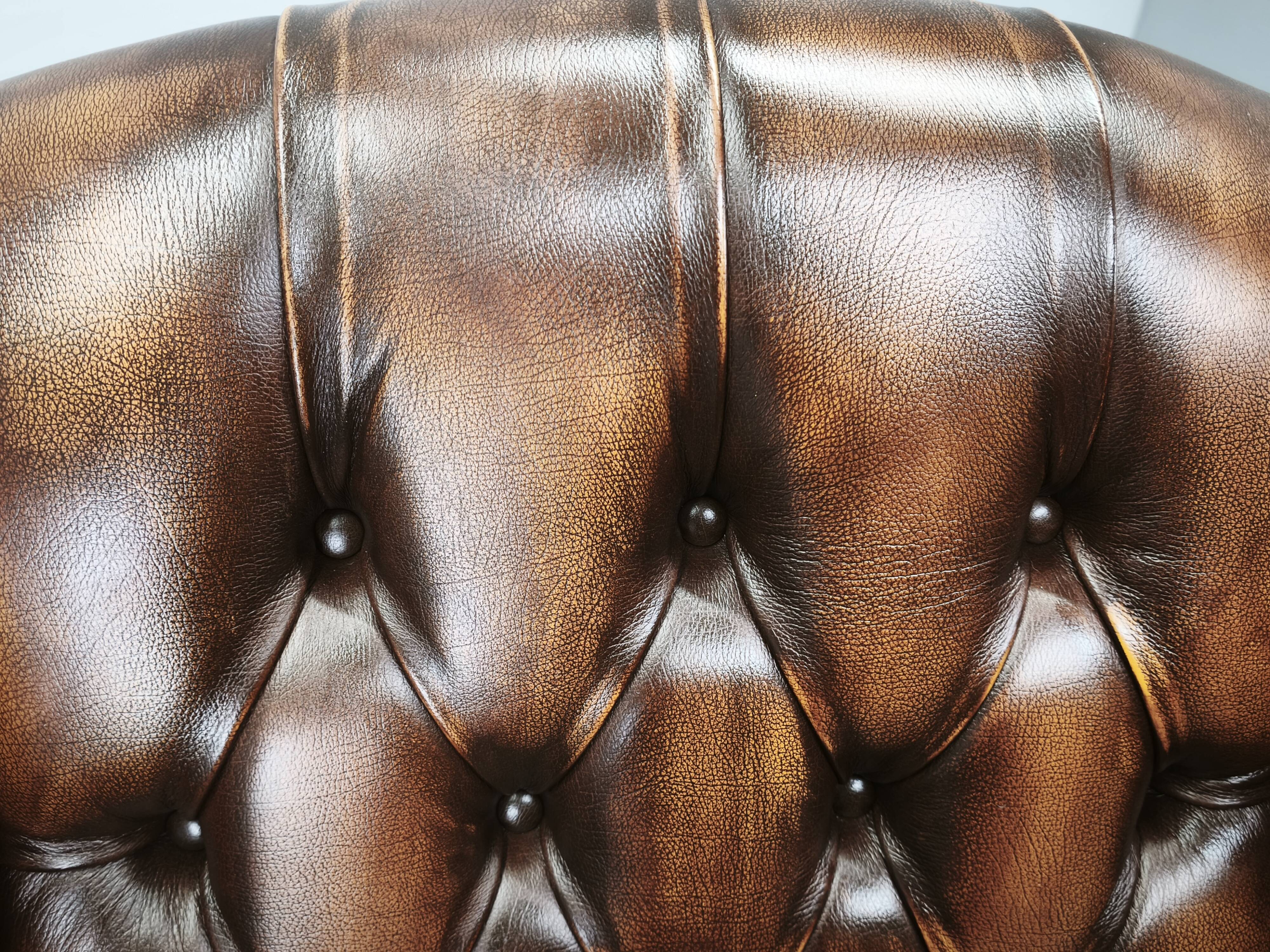 Contemporary Handmade Chesterfield Leather Wingback Armchair 2010s