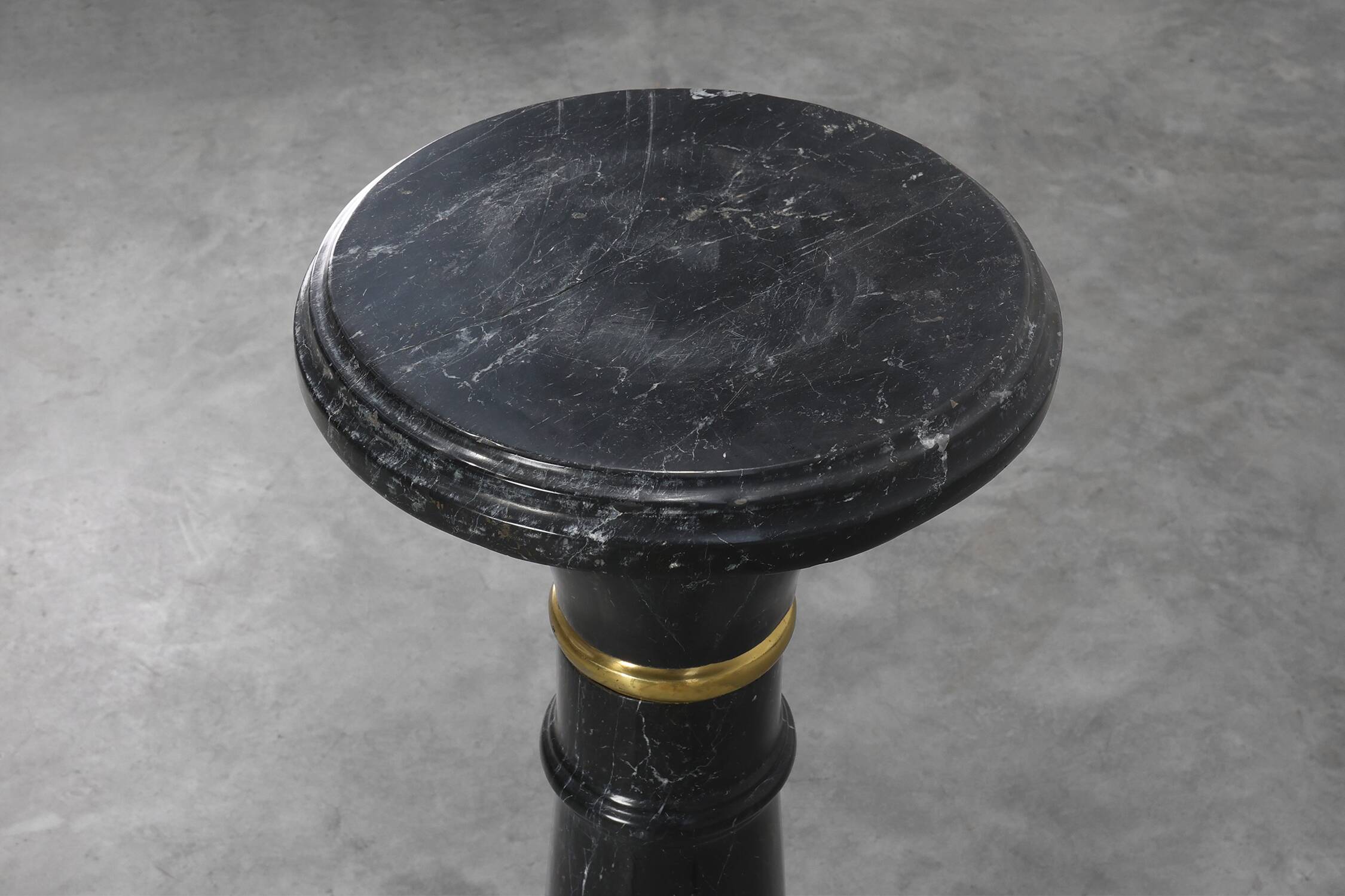 Antique Black Belgian Marble Column, France ca. 1900