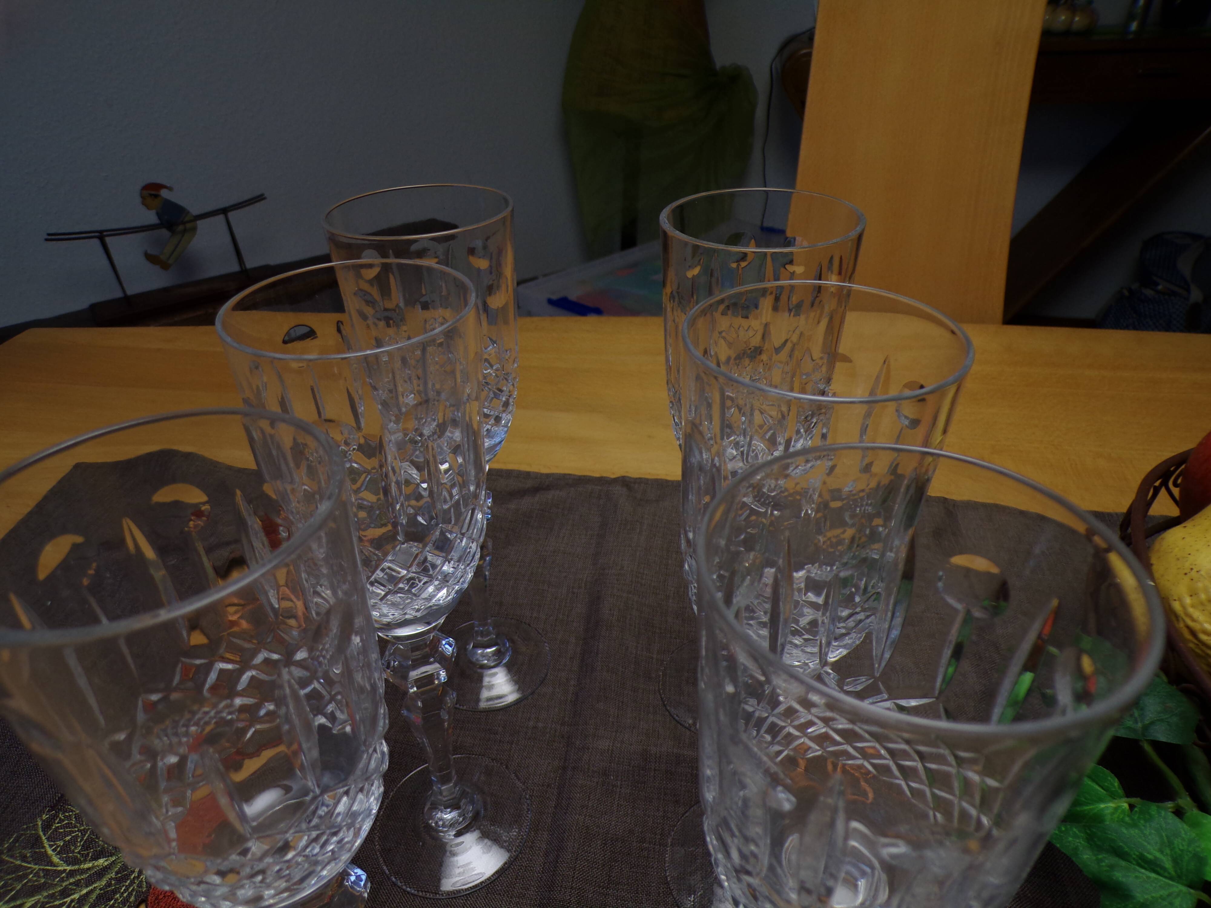 Six crystal champagne flutes signed Cristalleries de Lorraine, Charlotte model