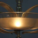 Tall art deco curved glass ceiling light from esc zukov, 1940s