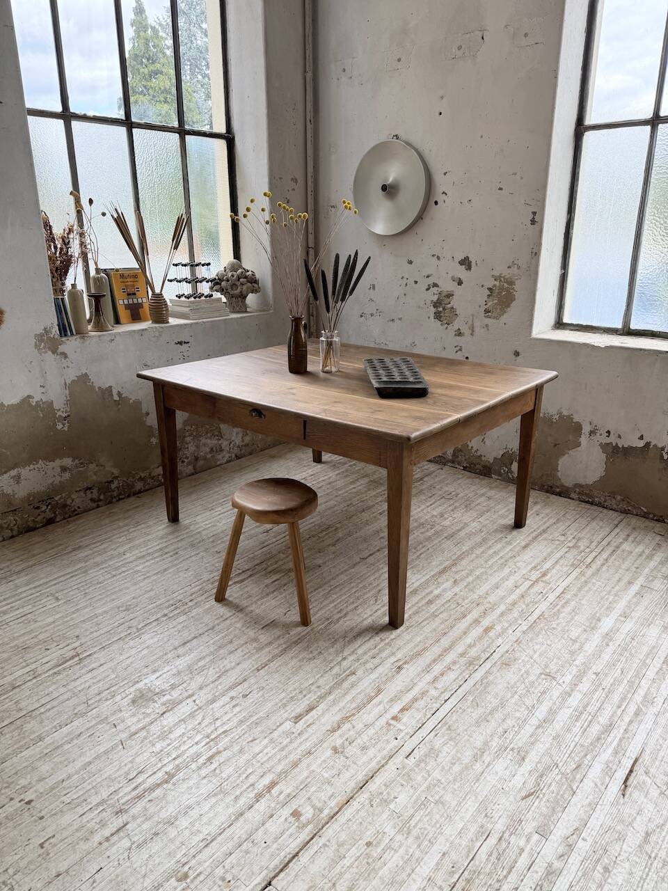 Large “square” oak farmhouse table 1950