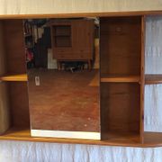 Solid pine bathroom cabinet with shelf - mid 20th century.