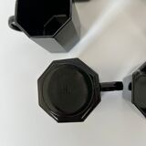 Service 6 black coffee cups and octagonal cups Octime Arcoroc France Esso collection