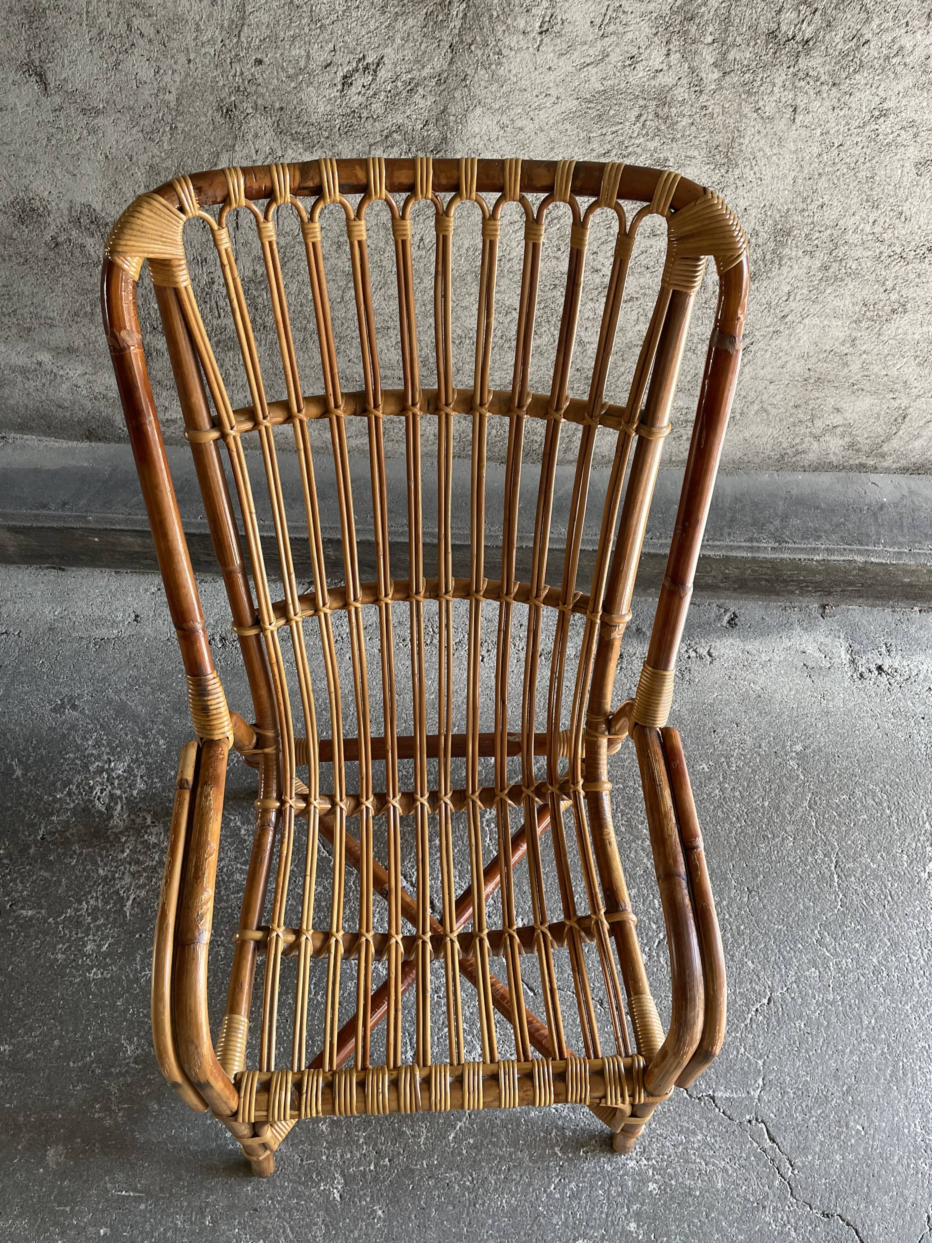 Rattan armchair, 1960s