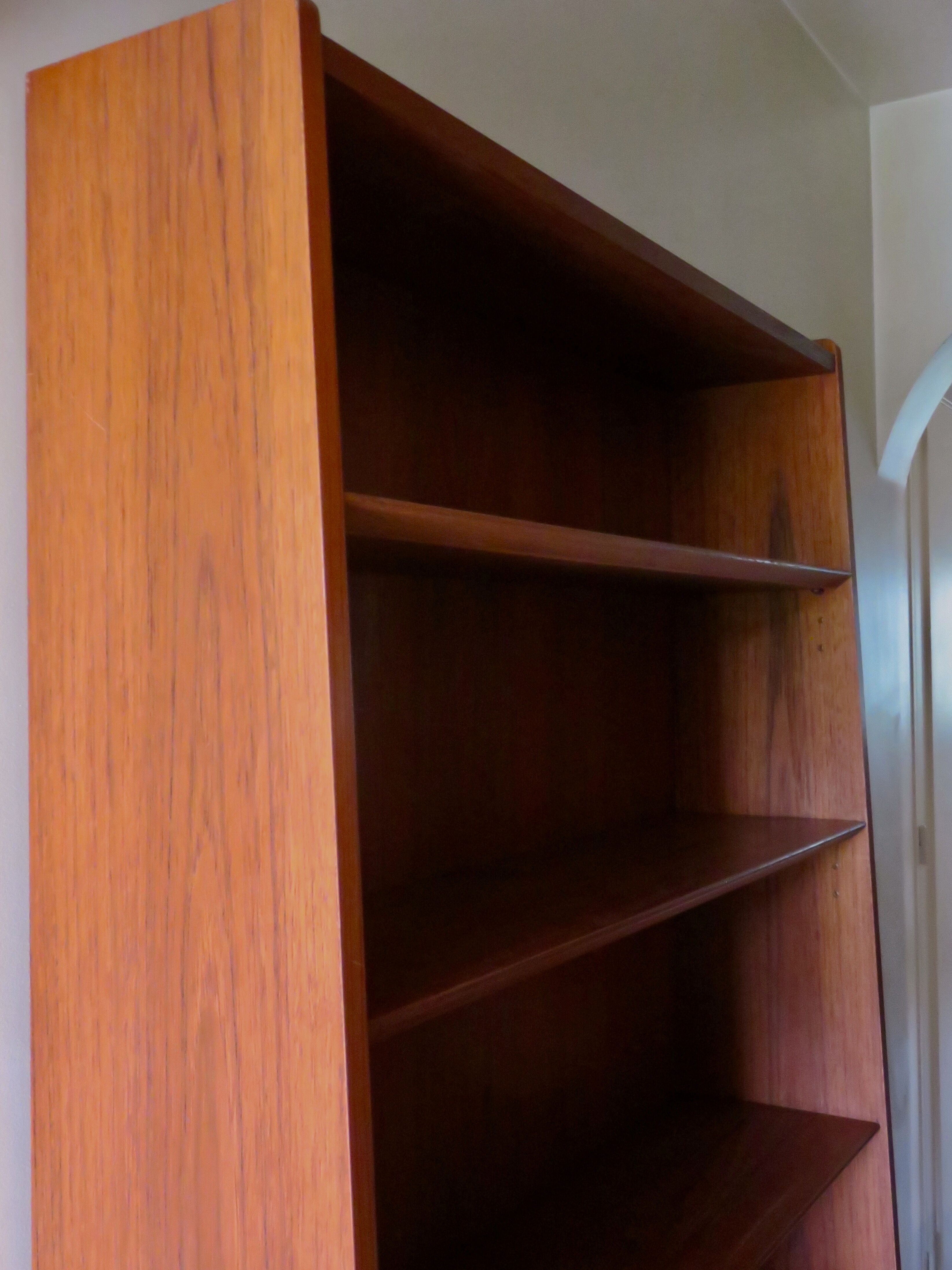 Tapered teak profile bookcase by Johannes Sorth, Denmark 1960