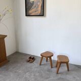 Pair of Henri Bataille oak stools