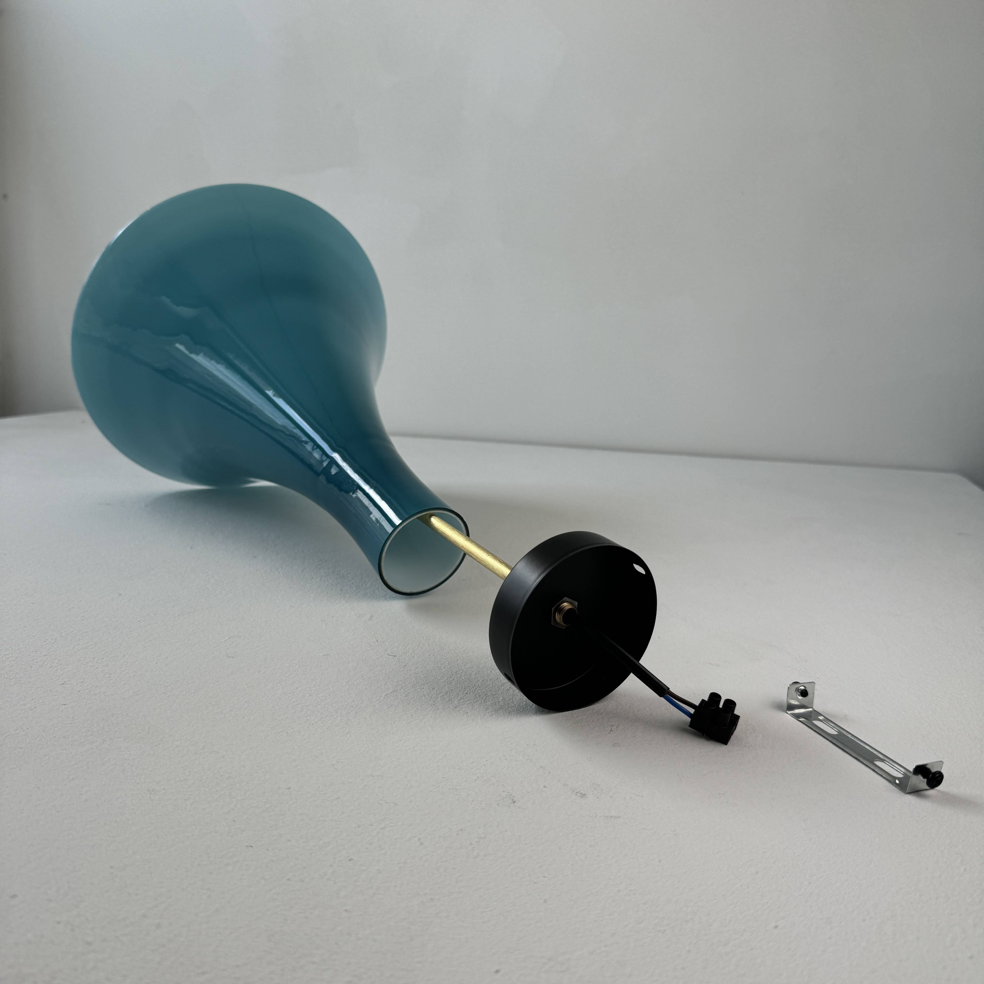 Old vintage blue opaline pendant light