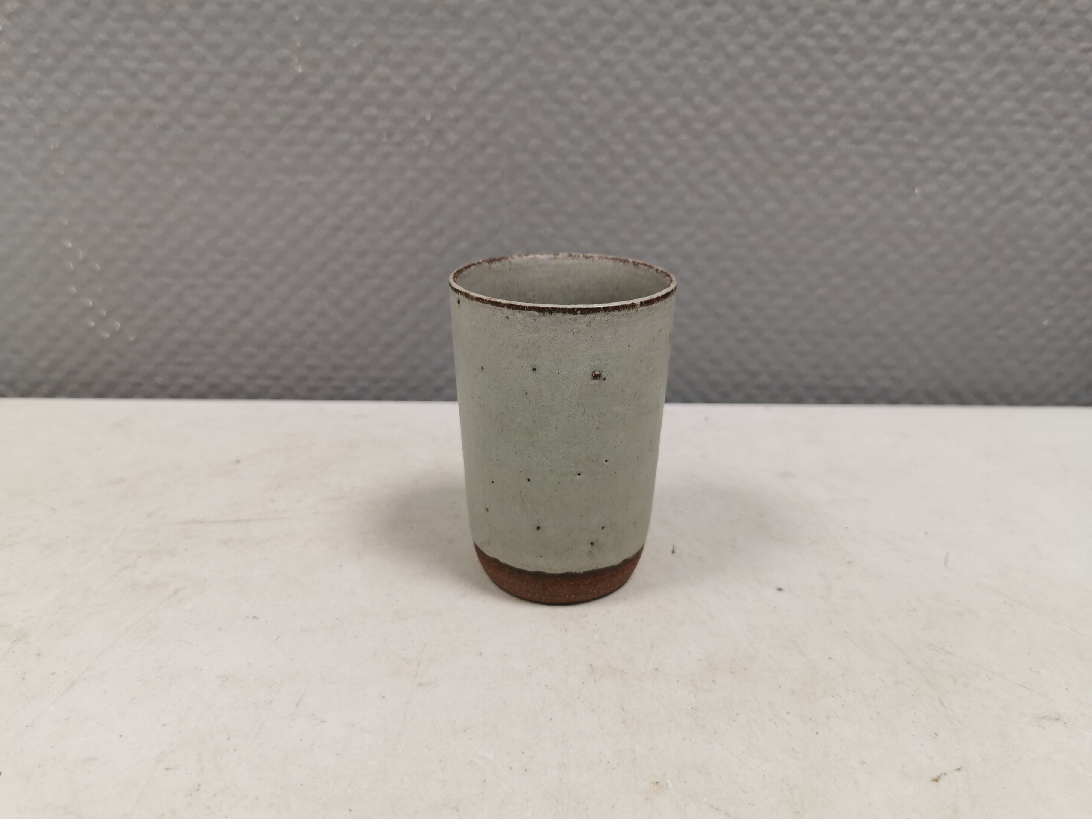 Danish Palshus small ceramic vase, Beige Gray Glaze, 1960s