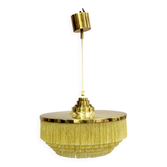 Hans-Agne Jakobsson T-603 pendant lamp in brass with yellow fringes.