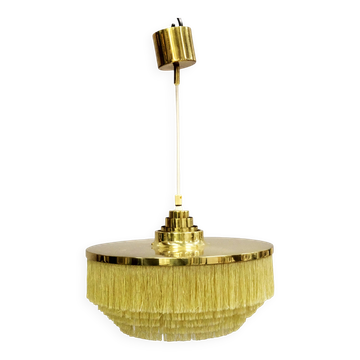 Hans-Agne Jakobsson T-603 pendant lamp in brass with yellow fringes.