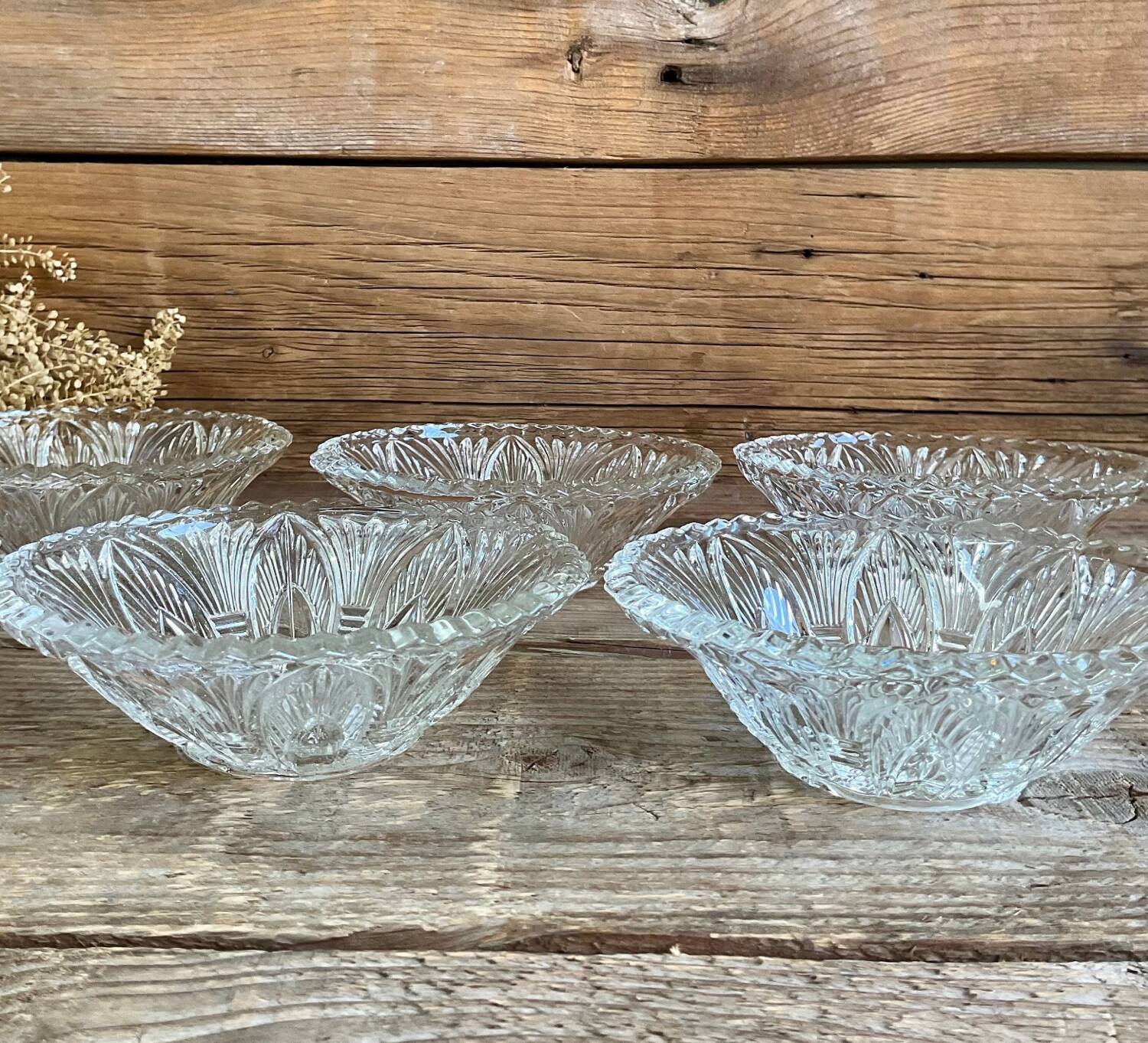 5 coupelles en verre ciselé vintage
