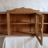 Art-deco wall showcase in raw oak