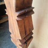 Brutalist ethnic sculpture / Totem, solid wood on base