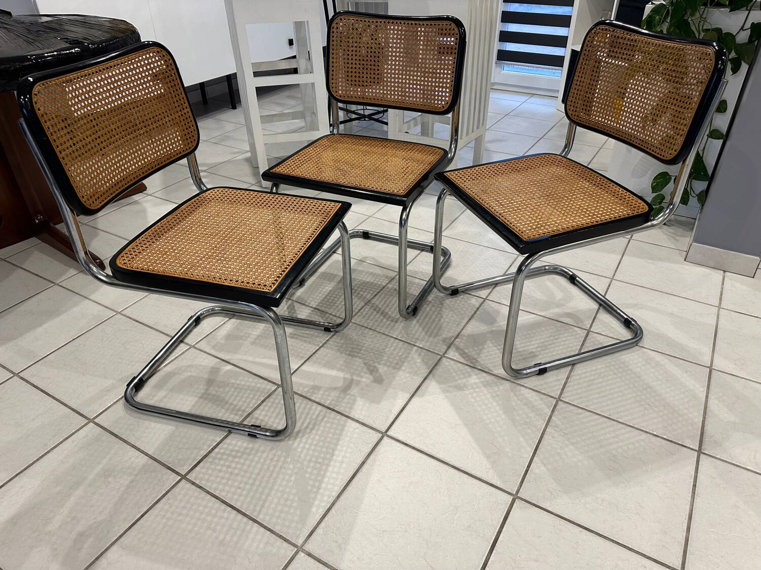 Set of 3 Cesca B32 chairs by Marcel Breuer, 1984.