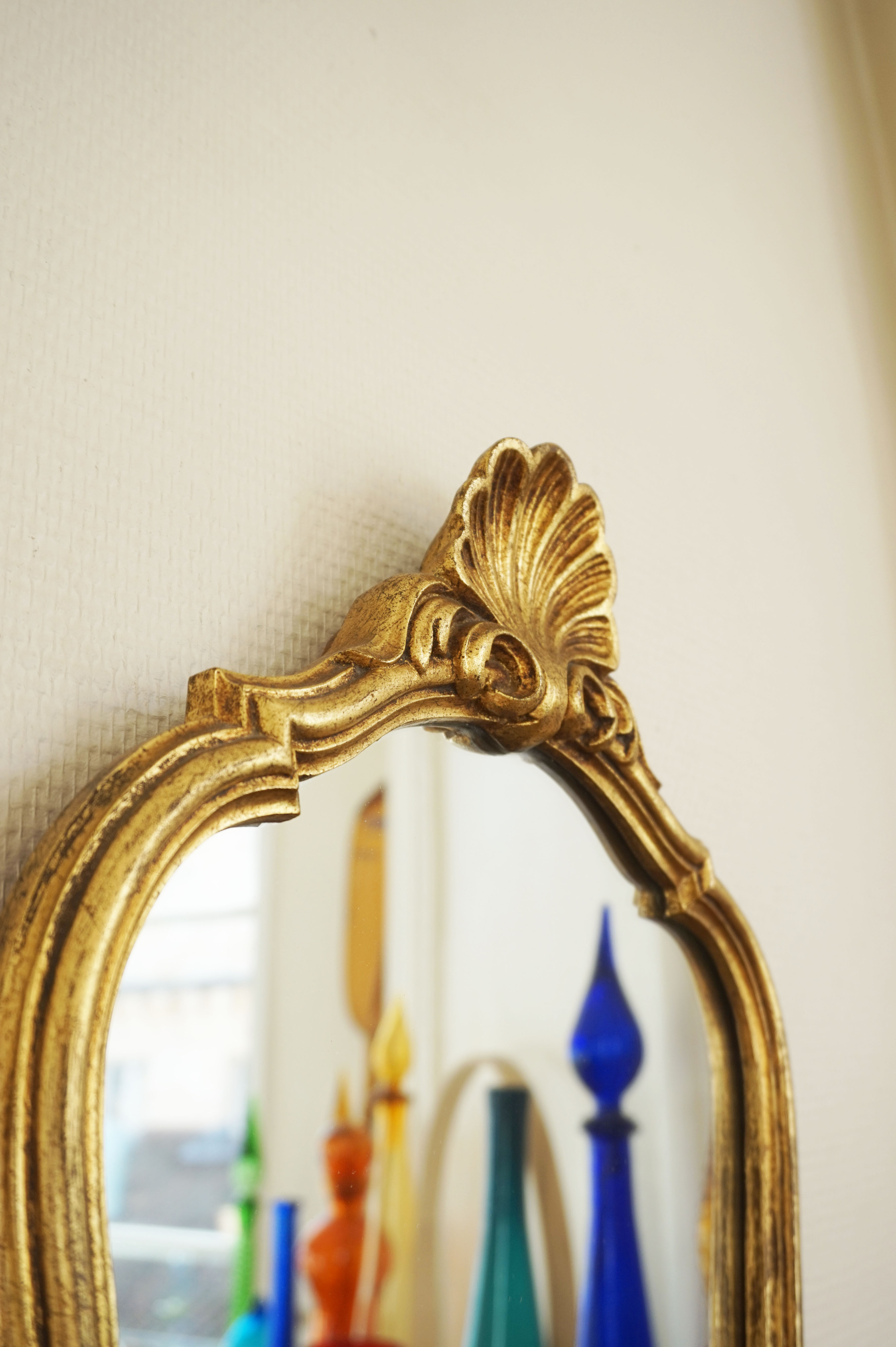 Rococo vintage gold mirror, 32x57cm