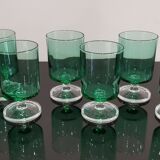 8 Emerald green wine/water glasses on foot model suede luminarc