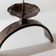 Vintage wrought iron candlestick from the 1960s, sculptural relief pattern for pillar candle, rustic Mid-Century metal, elegant gift idea.