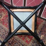 Rattan ottoman stool with woven seat