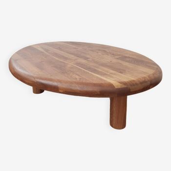 Table basse tripode ovale en bois massif