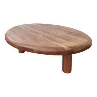 Table basse tripode ovale en bois massif