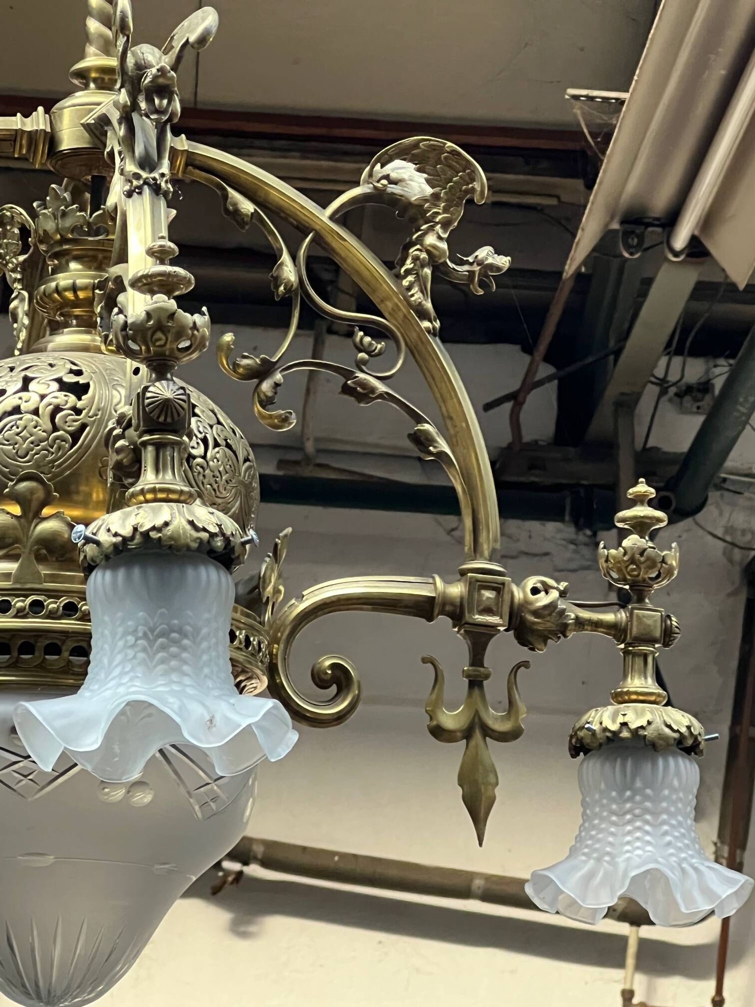 Grand antique chandelier in Gothic style.