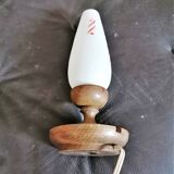 Lampe veilleuse teck et opaline design scandinave vintage